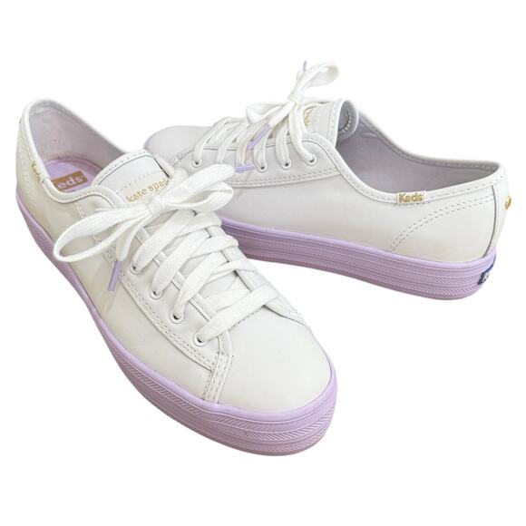 KEDS X KATE SPADE Triple Kick Colorblock Sneakers Size 7.5 Lavender Trimmed - Picture 1 of 10